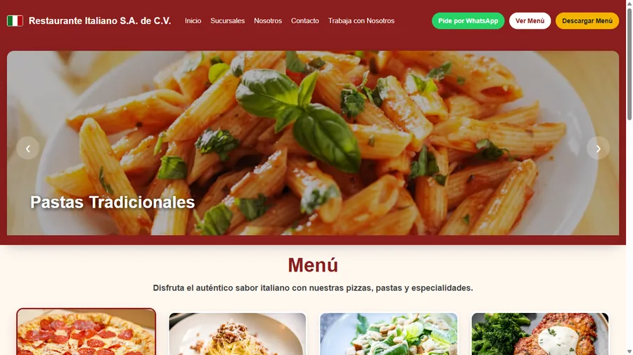 Página web de Restaurante Italiano