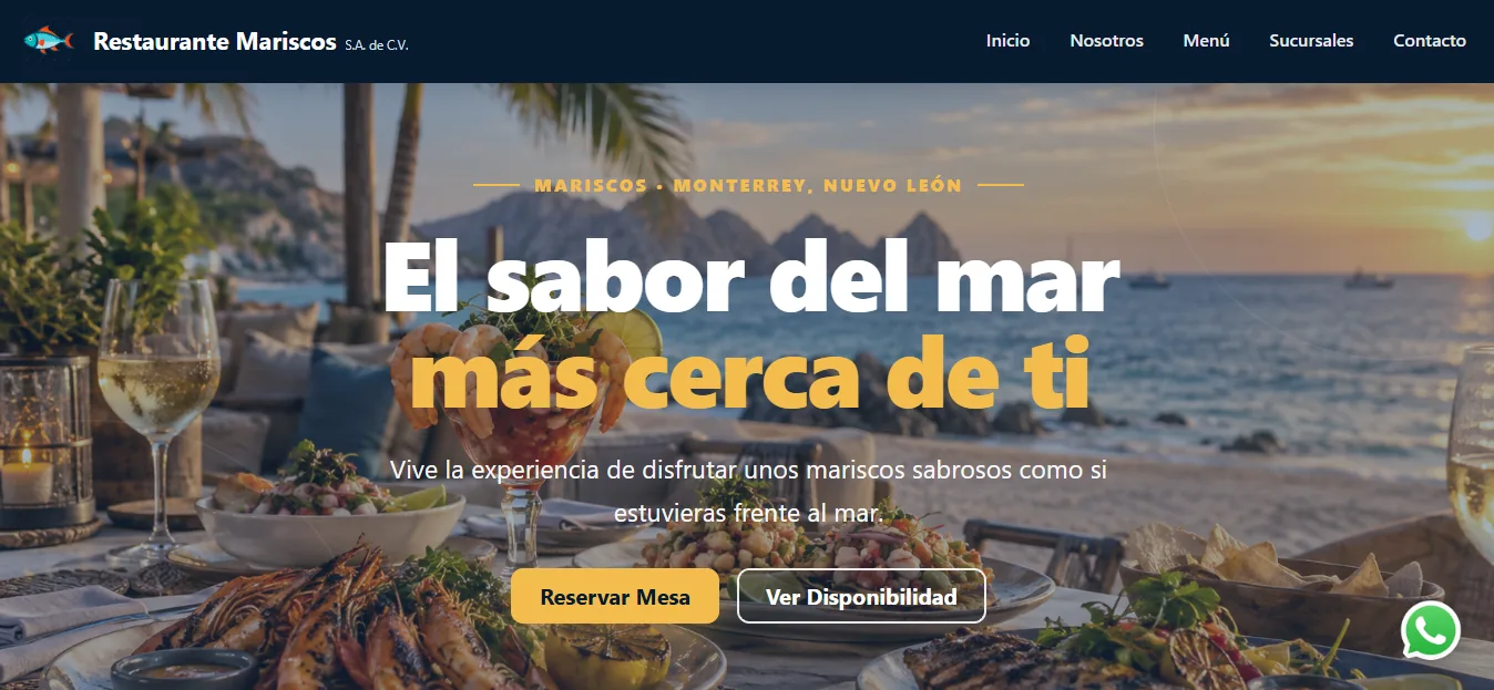 Página web de Restaurante de Mariscos