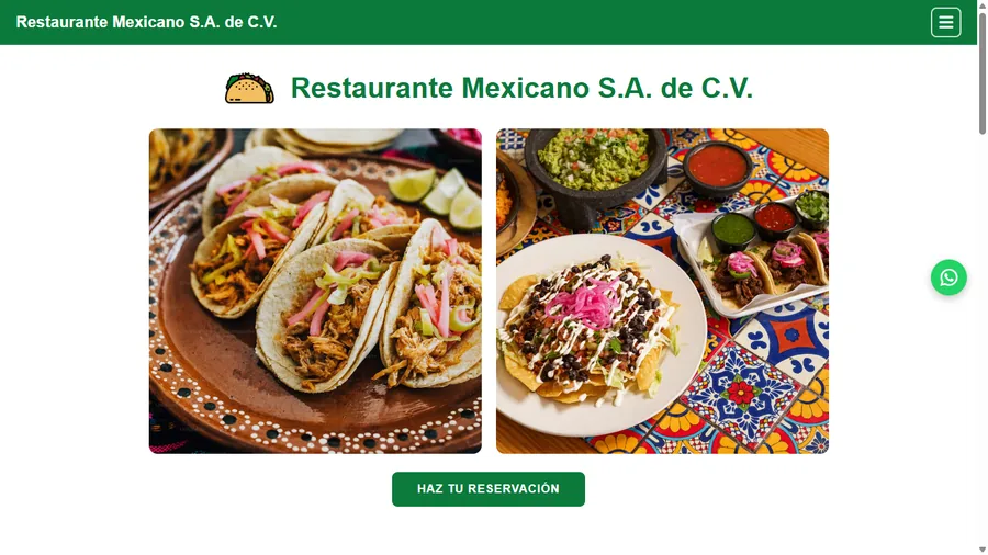 Página web de Restaurante Mexicano