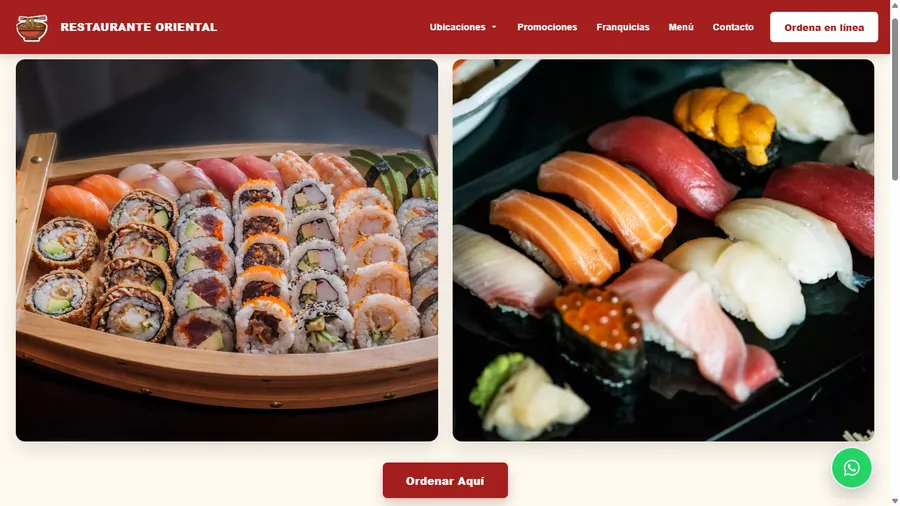 Página web de Restaurante Oriental